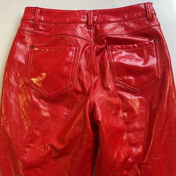 Fashion Nova Red Vinyl Pants Women                                      X16-55 - Picture 5 of 6